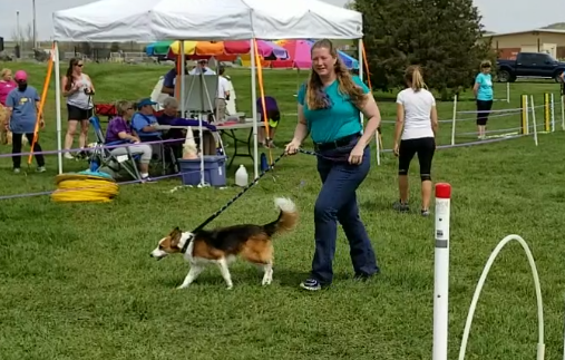 Dog and handler at the end of a run