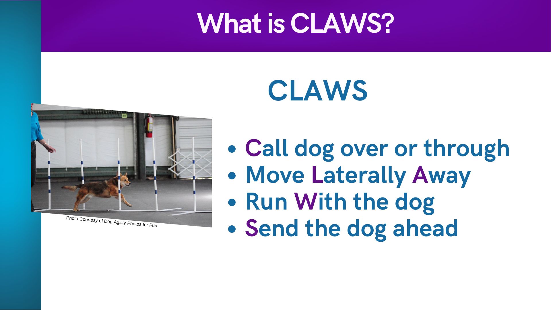 Presentation slide showing the definition of CLAWS